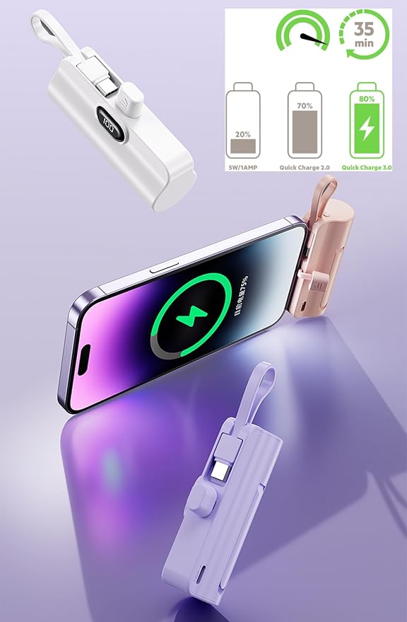 Mini power bank 5500mAh Portable Power Bank,Dual USB-C ports Cell Phone Power Charger, LCD LED Display Battery Compatible with iPhone17/16/15 plus/15 pro/15 pro Max/Android phone/Samsung/Moto/LG etc - Image 7