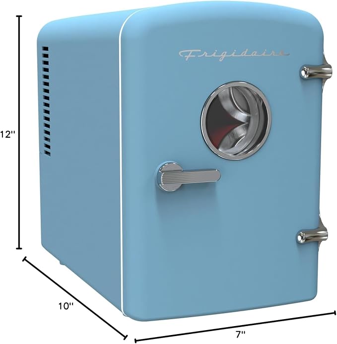 Frigidaire Retro 9-Can Mini Personal Fridge Portable Cooler for Car, Office, Bedroom, Dorm Room, or Cabin, 11.8" D x 7.1" W x 10.1" H, BLUE - Image 8