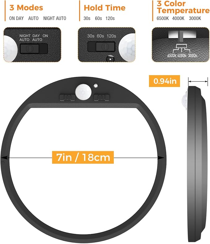 slochi 4Pack Motion Sensor Light Indoor Wired PIR, 3000K/4000K/6500K Closet - Image 8