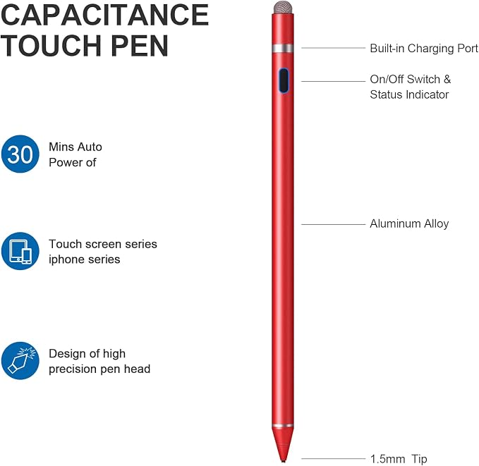 Active Stylus Pens for Touch Screens, Active Pencil Smart Digital Pens Fine - Image 2