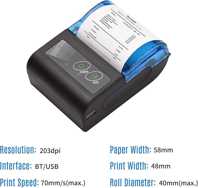 Thermal Printer, Mini Thermal Receipt Printers, Portable USB Receipt Bill - Image 5