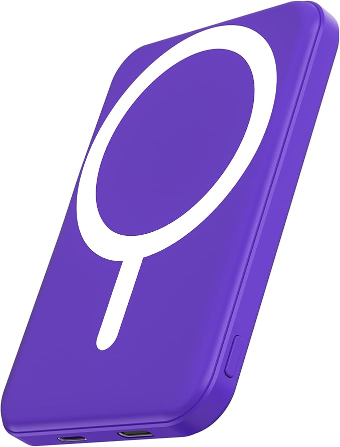 podoru for Magsafe Battery Pack, 5000mAh Magnetic Power Bank with Type-C Cable 20W PD Fast Charging Lighting Input Wireless Portable Charger for iPhone 17/16/15/14/13/12/ All Series-Demon Purple by PodoruPowerBank