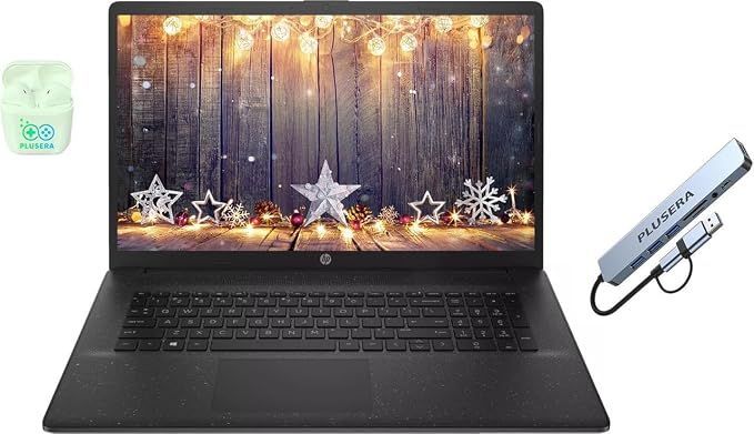 HP 17.3" Business Laptop Computer, 10-Core Intel Core i5, Windows 11, PLUSERA Earphones (16GB RAM | 512GB SSD) by Unknown