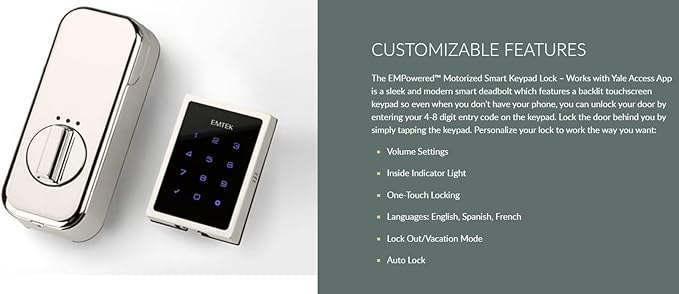 Emtek EMP21211US4 Empowered 2 Electronic Touchscreen/Fingerprint Key Free Entry - Image 2