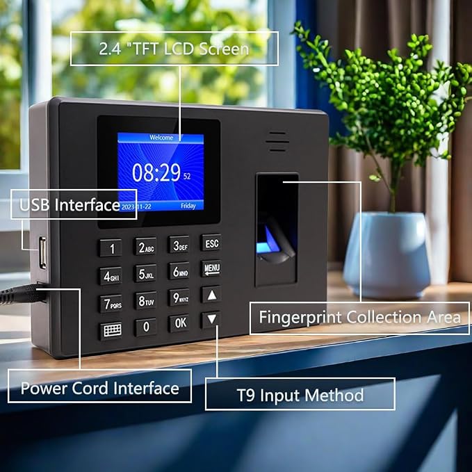 MIKONIYA Time Clock, Attendance Machine ​with Fingerprint, Time Clocks - Image 4