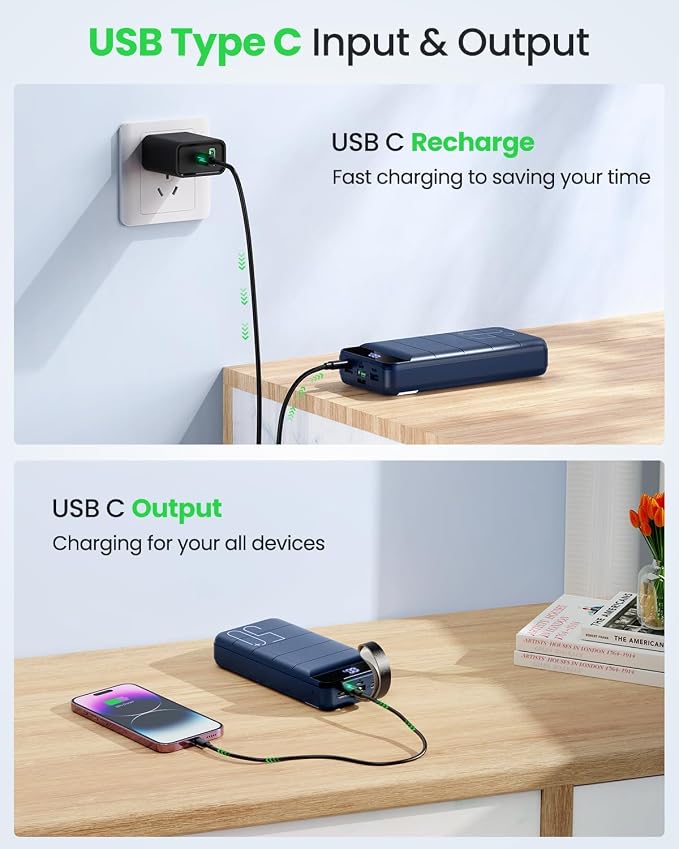Power Bank Fast Charging 50000mAh - 22.5W Portable Charger USB C Quick Charge with 4 Outputs & 3 Inputs LED Display Huge Capacity External Battery Pack for iPhone, Samsung, iPad etc - Image 6