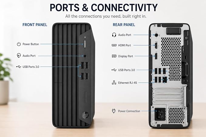 HP ProDesk G7 SFF Desktop Computer, Intel CPU, Dual 4K Display Support| 16GB RAM, 2TB HDD+128GB SSD| WiFi| Bluetooth| HDMI, USB, RJ-45| Wins 11 Pro| Wired Keyboard & Mouse| Business & Personal - Image 3