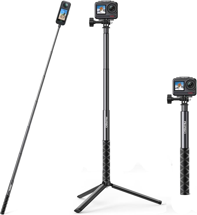AKASO 49.2"/120cm Extendable Selfie Stick and a Tripod Stand Action Camera by AKASO