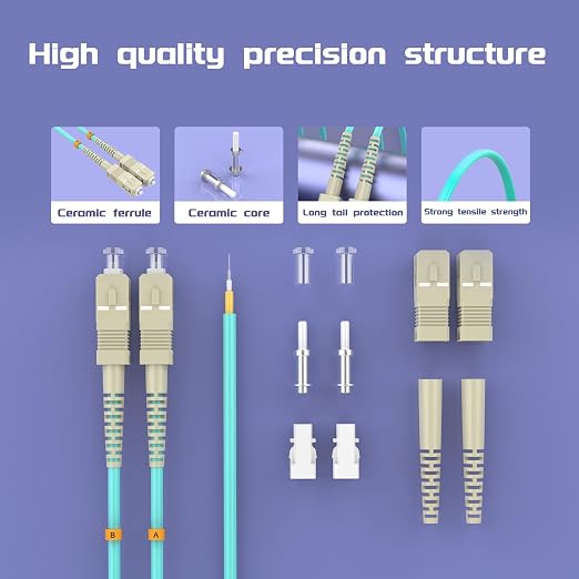 SC/UPC to FC/UPC Fiber Patch Cable OM3 30Meter/100ft 10GB/Gigabit Multimode - Image 4