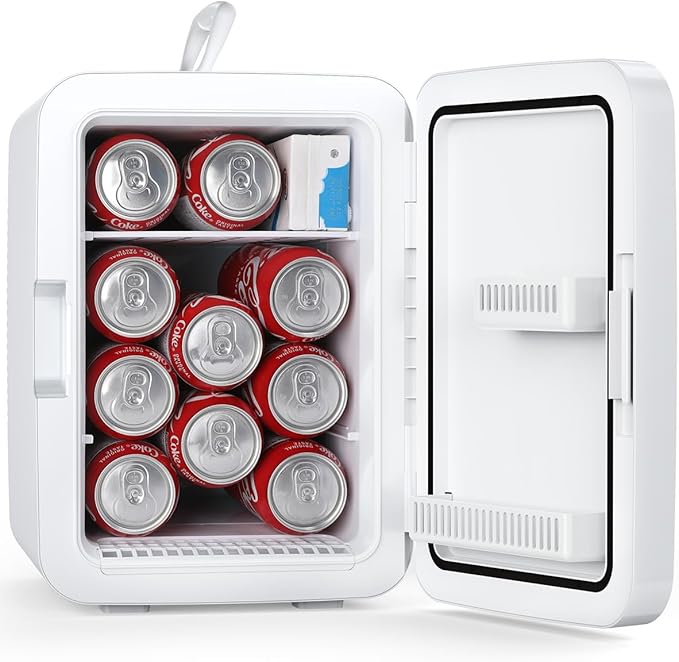 Antarctic Star Compact Mini Fridge, 10L Portable Small Refrigerator, 2.6 Gal Desktop Fridge with AC/DC Adapters, Small Cosmetics Cooler for Beverage, Food, Makeup, Bedroom, Office, Dorm, White by AntarcticStar