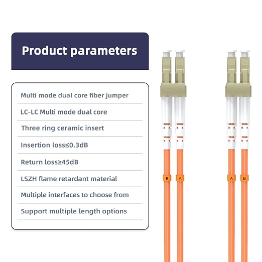 Om1 LC to LC Fiber Patch Cable, 20M/65.6FT Multimode Duplex 62.5/125µm Fiber - Image 3