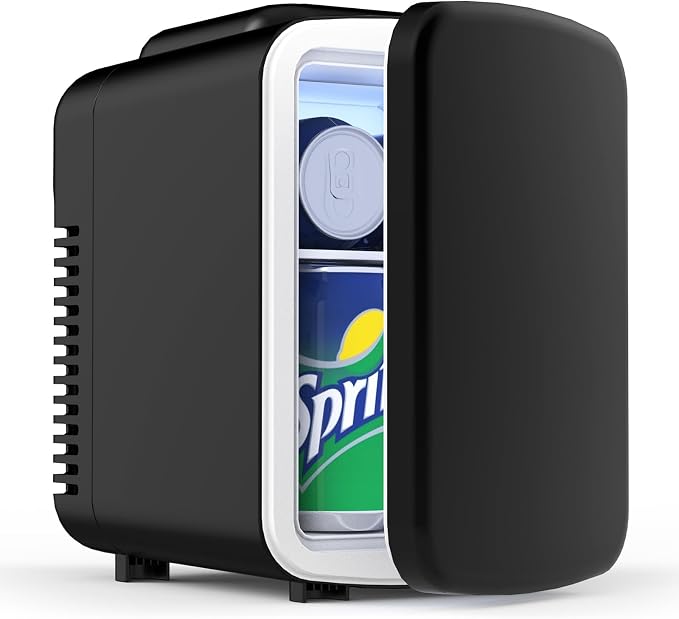 Mini Fridge for Bedroom, 4 Litre/6 Cans Portable Mini Refrigerator with AC/DC Power for Office, Dorm and Car, Thermoelectric Electric Cooler & Warmer Skincare Fridge for Drinks, Food, Cosmetics by BetterandMoreClosetoYou