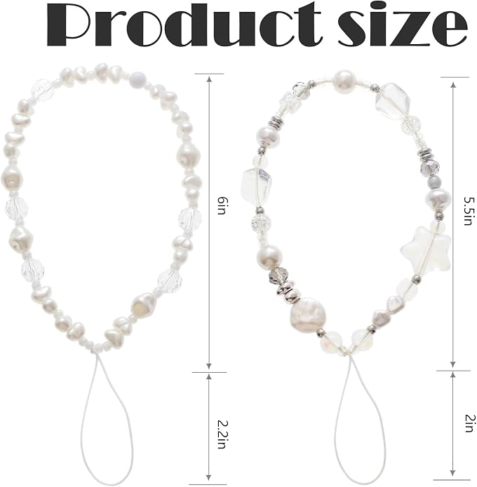 CMVFYL Beaded Camera Wrist Strap, Cute Phone Charms Strap, Pearl Bracelet Wrist - Image 7