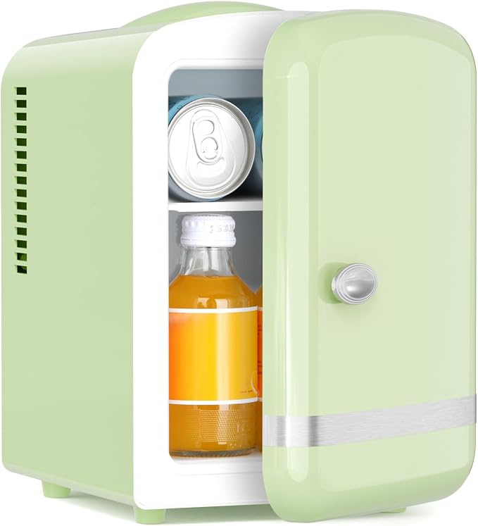 Antarctic Star 4L/6 Cans Compact Refrigerator,Portable Mini Fridge Skin Care,Cooler and Warmer for Bedroom,Car,Office & Dorm, Small Cooler for Cosmetics/Beverage/Food,GREEN by AntarcticStar