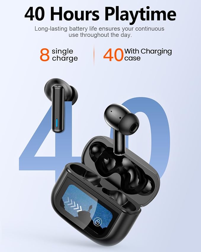 ZIUTY Wireless Earbuds, ANC ENC Noise Cancelling Ear Buds with Touch Screen | 40H Stereo Deep Bass, Bluetooth Headphones with Transparency Mode, IPX7 Waterproof, Clear Calls, 5 EQ for iOS Andoid,Obsidian - Image 6