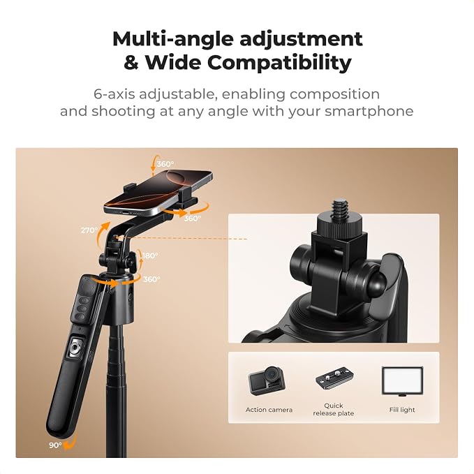 K&F CONCEPT 71“ Auto Face Tracking Tripod, 360° Rotation Selfie Stick - Image 5