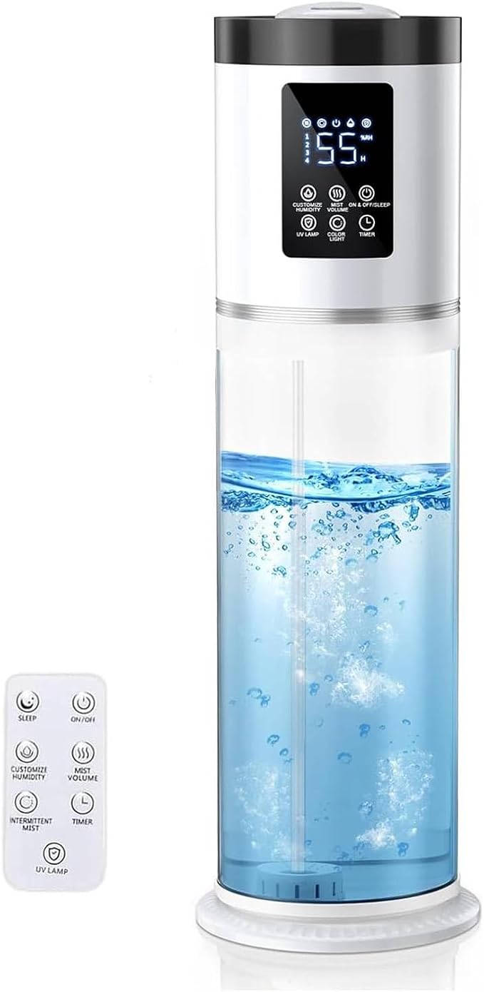 8L/2.1Gal Humidifiers for Bedroom Large Room with Clear Tank, 7-Color Light, 36dB Ultrasonic Cool Mist Humidifiers with Humidistat, Essential Oil Tray Top Fill Humidifier for Home Bedroom Office by HumidifiersforLargeRoom