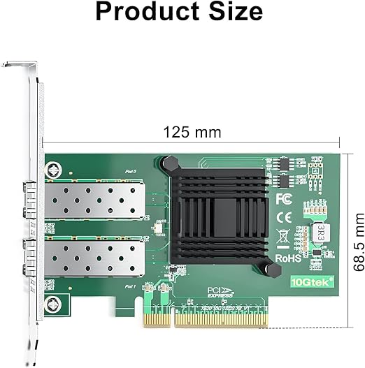 10Gtek 10Gb PCI-E NIC Network Card, Dual SFP+ Port, - Image 4