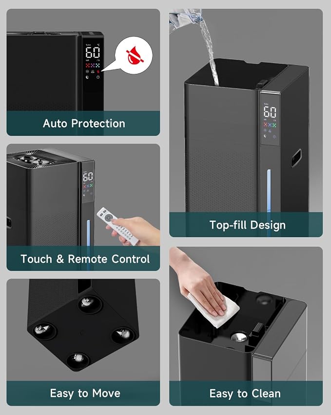 Mifasol Humidifier Large Room, 5.3Gal/20L Cool Mist Humidifiers for Home 1500 sq ft, Double Nozzles Whole House Humidifier, Humidifiers for Bedroom Plants Office Commercial Large Areas, Black - Image 5