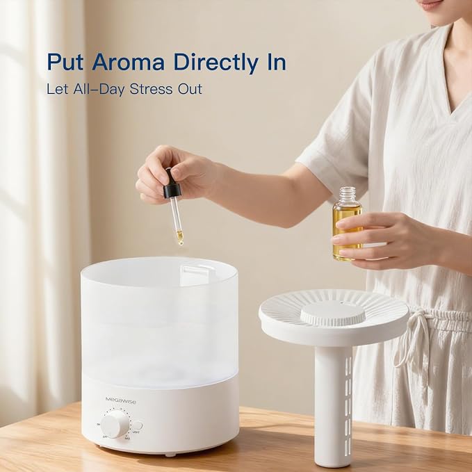 Megawise Cool Mist Humidifier with Top Refill Design, 2L Capacity, High Mist Output, No Leakage, and 7 Color Night Light - Image 4