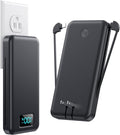 Portable Charger for iPhone with Built in Cables & Wall Plug,10800mah Travel Essentials Power Bank,4 Output LCD Display External Battery Pack Phone Charger for iPhone 17/16/15/14,Galaxy,Android etc by FOCHEW