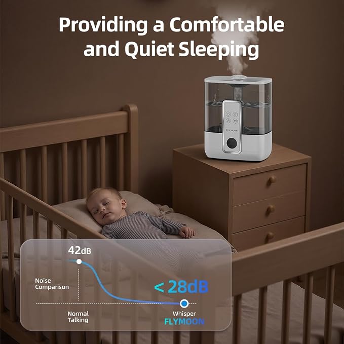 FLYMOON Mist Humidifier for Bedroom, Humidifier with Top Fill, 5L Water Tank, Leak-Proof, 28dB, Tuya App Control, Humidifiers for Large Room, Home, Plants,White - Image 5