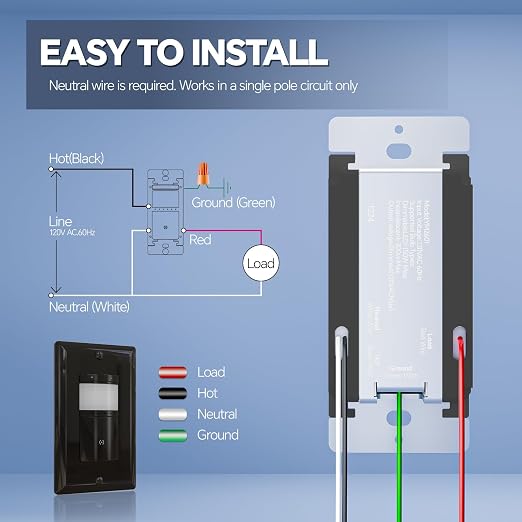 ECOELER Motion Sensor Dimmer Electrical Switch, in-wall Dimmer Light Switch - Image 7
