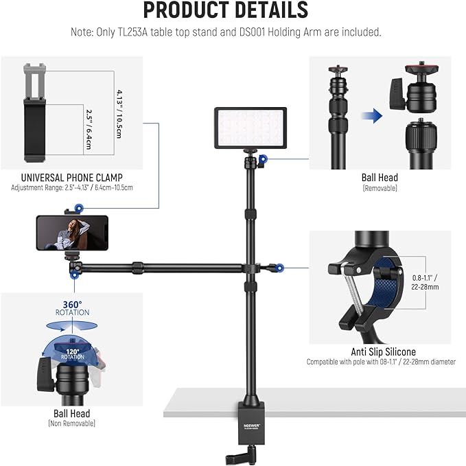 NEEWER TL253A+DS001 Table Camera Tripod - Image 6