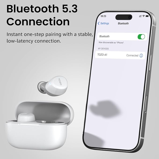 TOZO A1 Wireless Earbuds Bluetooth 5.3 Light Weight in Ear Headphones | IPX5 Waterproof, 2 Mics for AI Calls, Immersive Premium Sound Bass Ear buds with Charging Case, 32 Presets EQ via TOZO App - Image 9