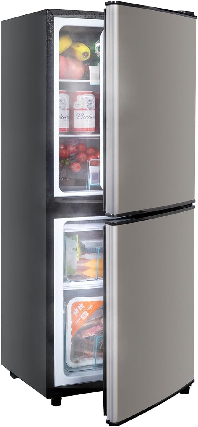 2.9 Cu.Ft Compact Double Door Mini Fridge - Top Freezer & Bottom Refrigerator | Energy Save,7-Level Precision Cooling | Ideal for Dorm, Bedroom, Office & Small Spaces | 7 Level Thermostat, LED Light, Small Fridge with Freezer for Bedroom, Office, Dorm - Image 2