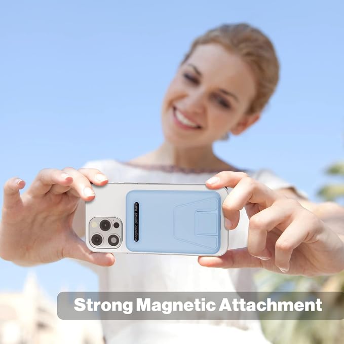 AOGUERBE for Magsafe Power Bank, 10000mAh Foldable Magnetic Battery Pack with LED Display, 3 in 1 Wireless Portable Charger with 22.5W Fast Charging for iPhone 17/16/15/14/13/12 Series-Light Blue - Image 3