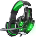 BENGOO G9000 Stereo Gaming Headset for PS4 PC Xbox One PS5 Controller, Noise Cancelling Over Ear Headphones with Mic, LED Light, Bass Surround, Soft Memory Earmuffs for Laptop Mac - Green by BENGOO