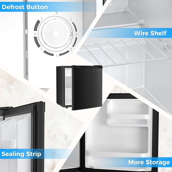 Antarctic Star Compact Refrigerator Mini Fridge with Freezer, Single Reversible Door, Dorm Fridge, Wire Shelf, Defrost Button, for Bedroom, Office, kitchen, 1.7 Cu. Ft, Black - Image 5