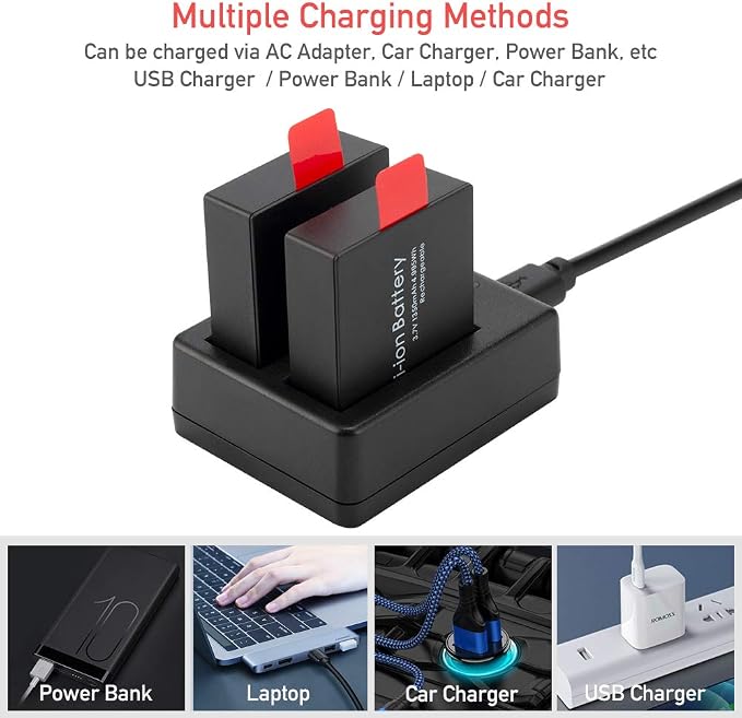 Action Camera Battery Pack, 1350mAh Rechargeable Battery - Image 7