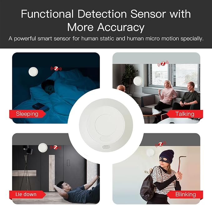 Presence Sensor, WenzhiIoT Zigbee 24GHz Radar MmWave Presence Sensor Body - Image 7