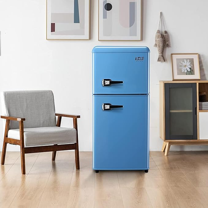 Refrigerator with Freezer 3.5 Cu.Ft Top-Freezer Compact Refrigerator Blue | 7 Level Adjustable Thermostat Control , 2 Door , Low noise,Low Power Consumption - Image 6