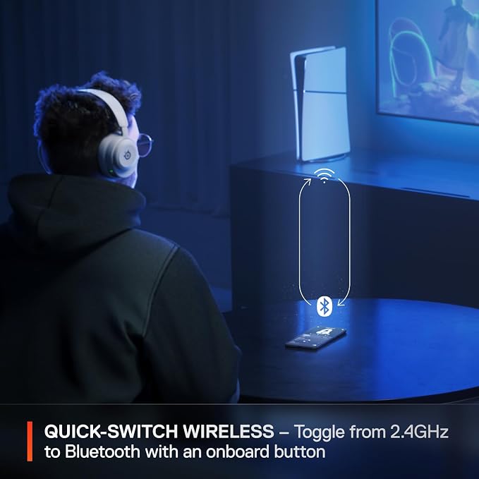 SteelSeries Arctis Nova 5 Wireless Multi-System Gaming Headset — White — Neodymium Magnetic Drivers — 100+ Audio Presets — 60 HR Battery — 2.4GHz or BT — Gen2.X Mic — PC, PS5, PS4, Switch, Mobile - Image 4