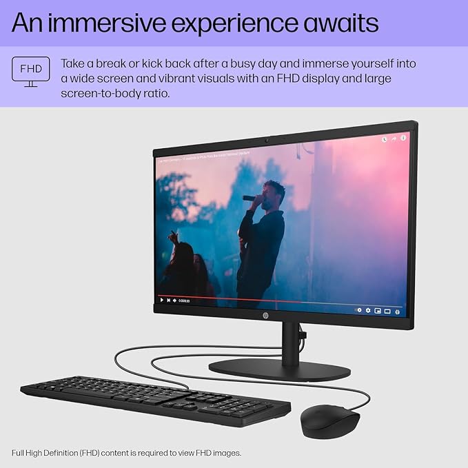 HP 2025 22" FHD All-in-One Desktop Computer • The New Version for Everyday Use • Latest 13th Gen Intel Quad-Core CPU • 8GB DDR5 • 128GB Storage • HDMI • Type-C • Wi-Fi • HD Webcam • Win11 Pro • Black - Image 4