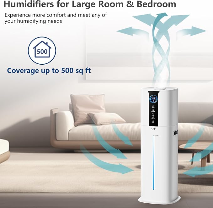 9L Smart Humidifiers for Bedroom Large Room, 2.3Gal Cool Mist Top Fill Diffuser App & Remote Control, 3 Mist Modes, Quiet Humidifier for Home Office Plant (APP White) - Image 9