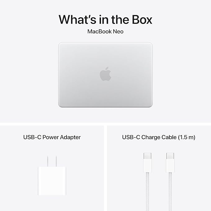 Apple 2026 MacBook Neo 13-inch Laptop with A18 Pro chip: Built for AI and Apple Intelligence, Liquid Retina Display, 8GB Unified Memory, 256GB SSD Storage, 1080p FaceTime HD Camera; Silver - Image 7