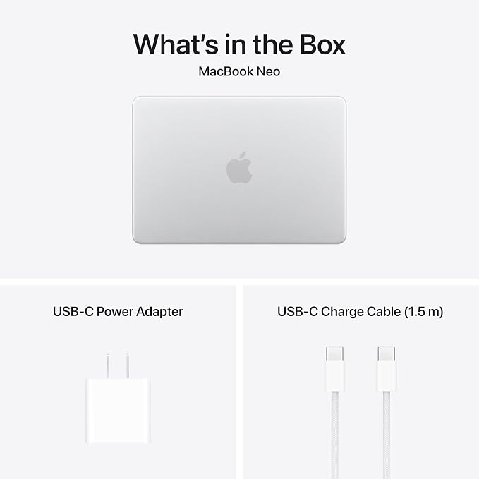 Apple 2026 MacBook Neo 13-inch Laptop with A18 Pro chip: Built for AI and Apple Intelligence, Liquid Retina Display, 8GB Unified Memory, 512GB SSD Storage, 1080p FaceTime HD Camera, Touch ID; Silver - Image 7