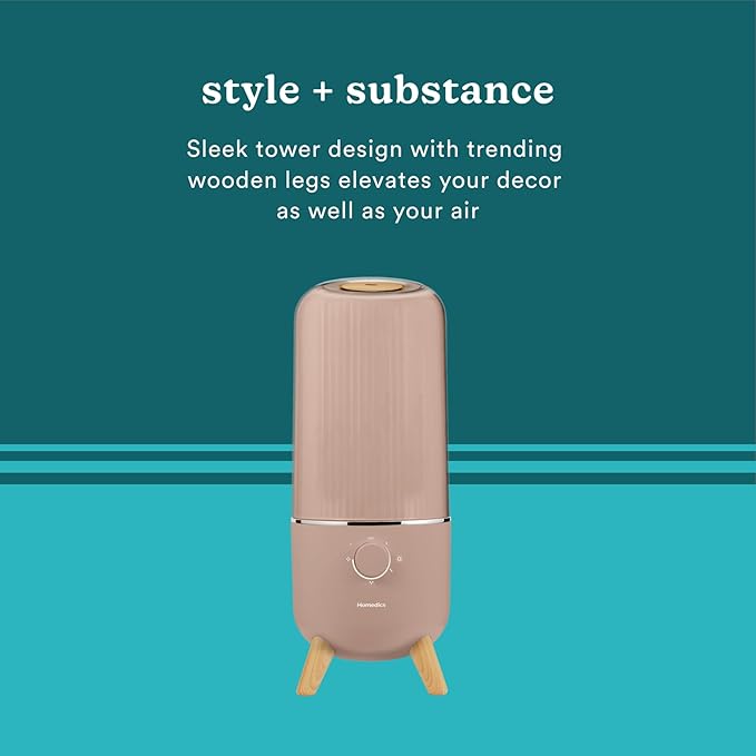 Homedics Ultrasonic Humidifier, Bedrooms and Home Offices, 0.97-Gallon Tank, 45-Hour Runtime, Visible Ultra-Quiet Cool Mist, Aromatherapy, Demineralization Cartridge, Night-Light, Auto-Off, Taupe - Image 5