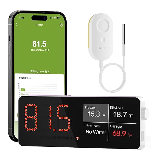 MOCREO WiFi Refrigerator Thermometer, Remote Email & App Alert, 2 Years Data by MOCREO