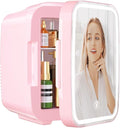 OSTBA Skincare Fridge Mini Fridge for Bedroom with Dimmable LED Mirror, 4Liter/6 Cans Cooler and Warmer for Makeup, Cosmetic, Beauty, Portable Refrigerator for Bedroom, Vanity, Office and Car by OSTBA