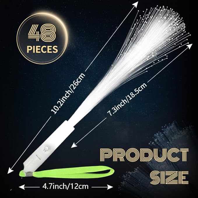 SHQDD 48 PCS White Fiber Optic Wands, Neon Party Supplies, LED Fiber Wands - Image 3