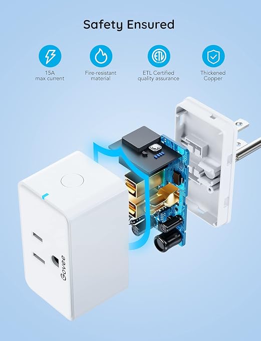 Govee Smart Plug 15A, WiFi Bluetooth Outlets 2 Pack Work - Image 2