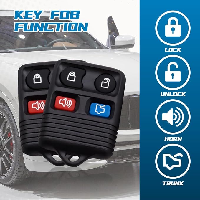 2Pcs Keyless Entry Remote Key Fob 4-Button Replacement - Image 5