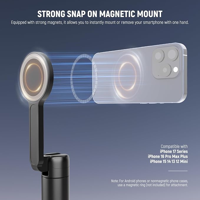 NEEWER Basics 5.48' Magnetic Selfie Stick Tripod Compatible - Image 3