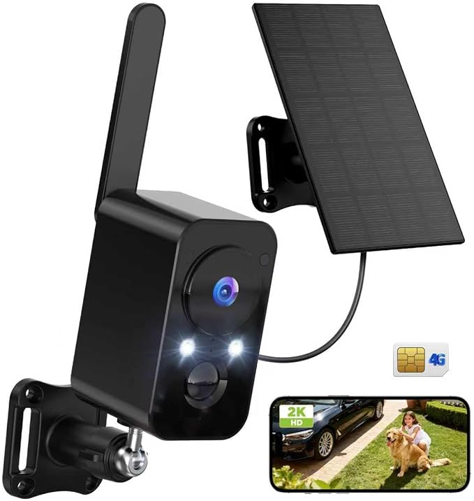 4G SIM Cellular Security Cameras Wireless Outdoor/Indoor: No WiFi Battery by IHOXTX