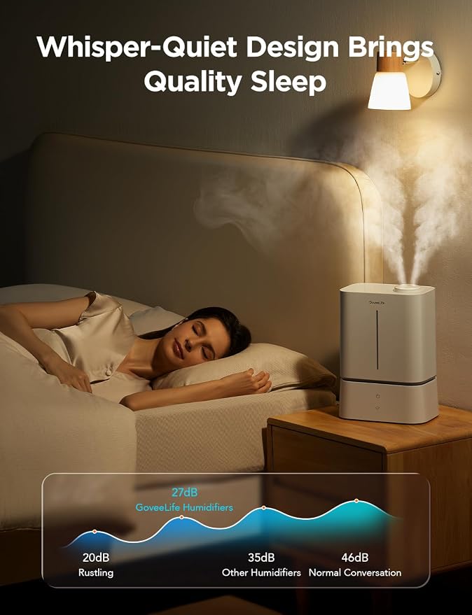 GoveeLife Smart Humidifiers for Bedroom, 4.5L Cool Mist Air Humidifiers with Scent Diffuser & Nightlight, 40H Runtime, Easy to Clean, Quiet Top Fill Ultrasonic Humidifier for Plant, Large Room, Baby - Image 7